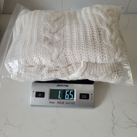 Vintage Cable Knit Sweater Womens S White Cream Mock Neck Fisherman 80s 90s - Picture 11 of 11